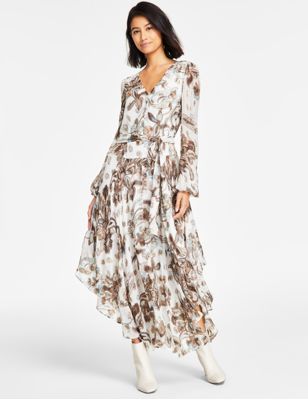 Vince Camuto Women V-Neck Maxi Dress Birch Size M